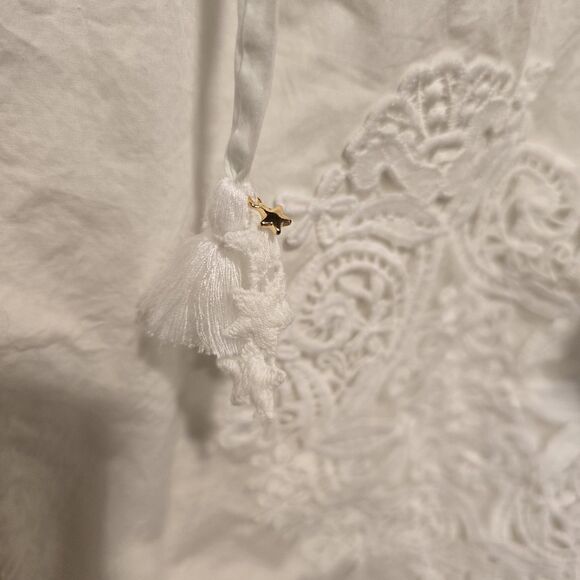 Johnny Was Dress Women Large White Jade Ekaterina Embroidery Pockets Tassel FLAW - Picture 4 of 13